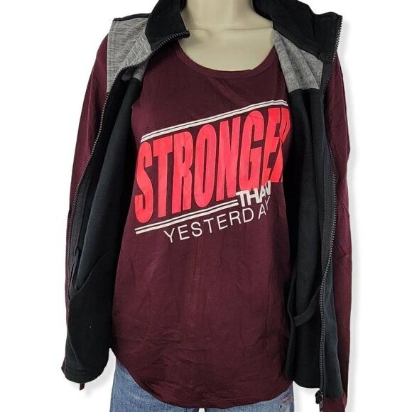 Energie Long Sleeve Tee with zip up Vest Medium Junior - Picture 2 of 3